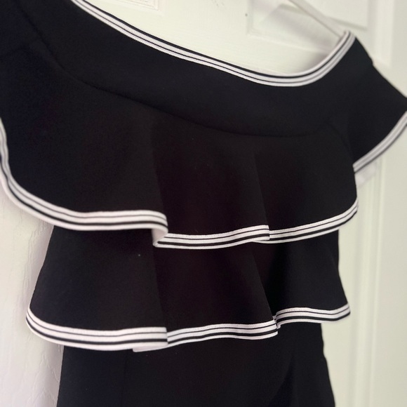 Rebecca Valance Off-the-Shoulser Ruffle Dress in Black - Picture 6 of 9